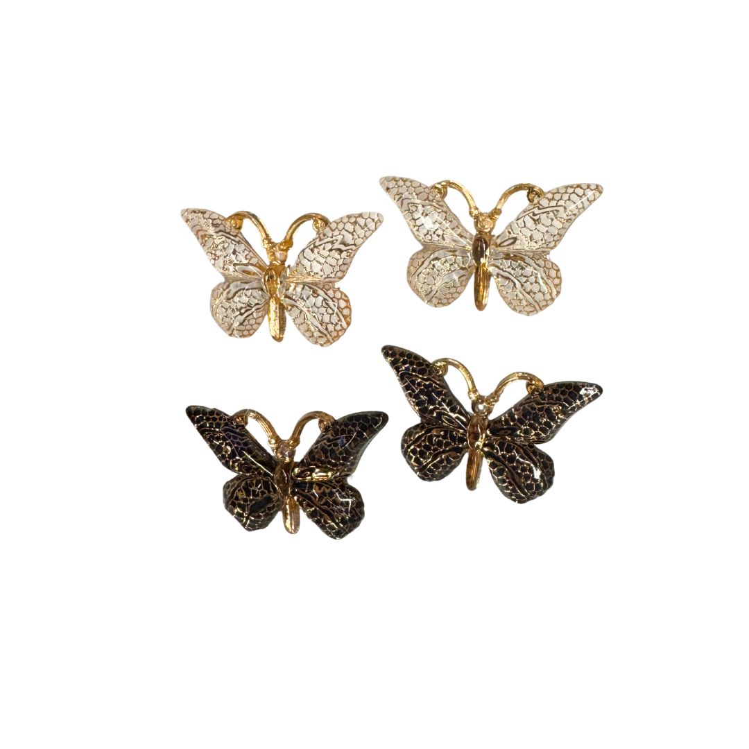Rigid decorative butterflies with mounting clips, 4 pcs