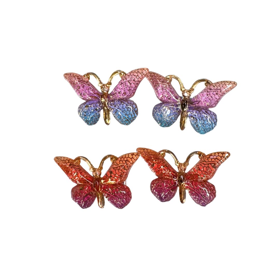 Rigid decorative butterflies with mounting clips, 4 pcs