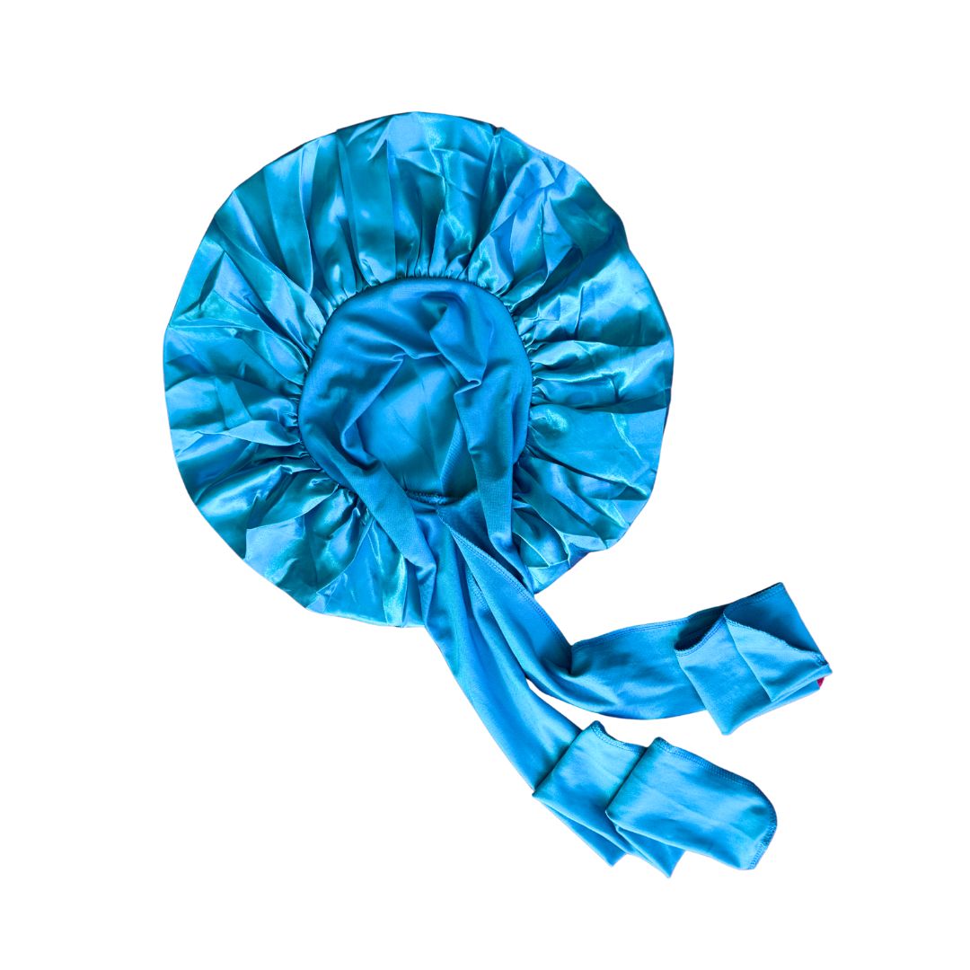 Tie-back satin bonnet
