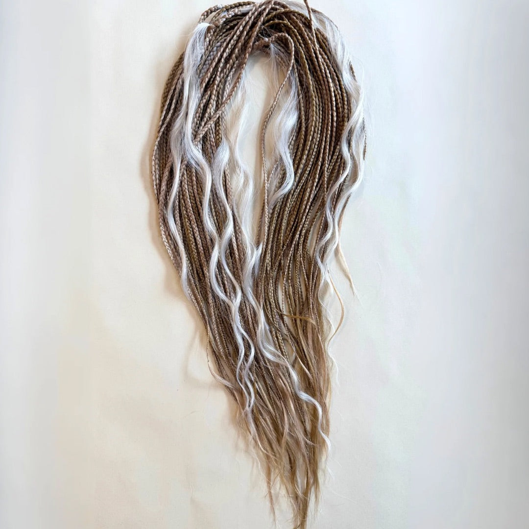 Premium Half Head Fiber Hair Set -Light Brown x Platinum