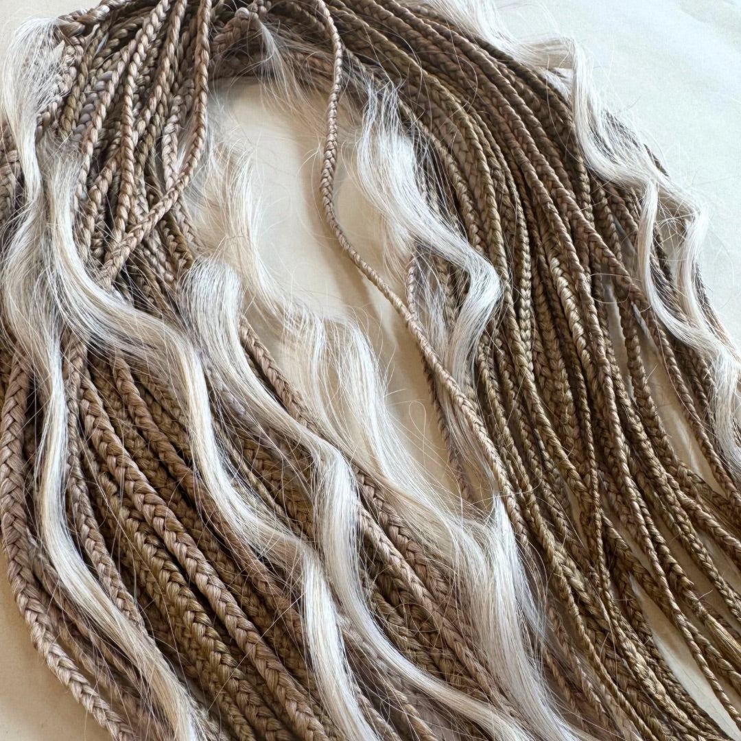 Premium Half Head Fiber Hair Set -Light Brown x Platinum